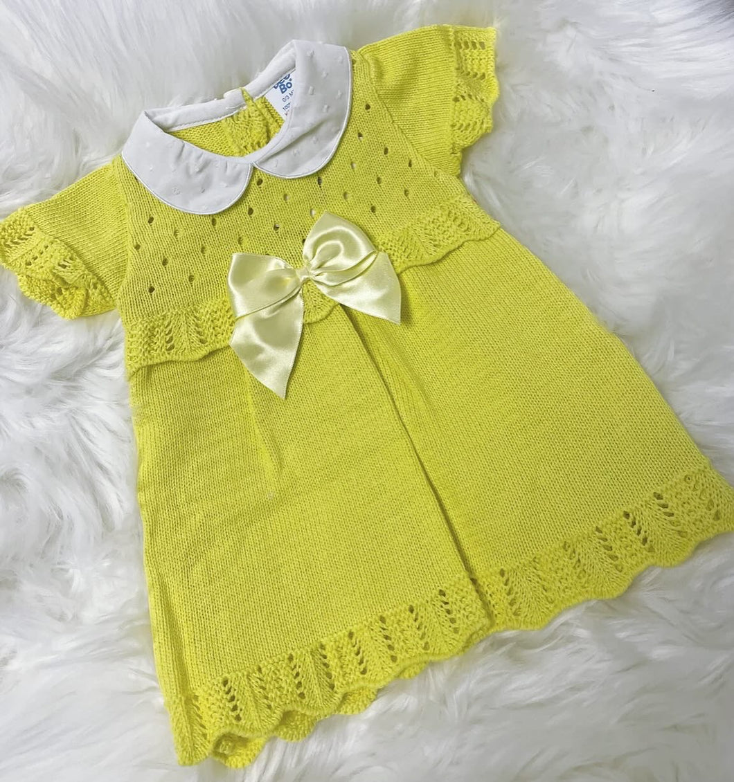 Yellow Knitted Bow Dress