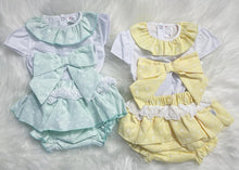 Load image into Gallery viewer, Moon and Star Bow Frilly Jam Pants and Blouse Set
