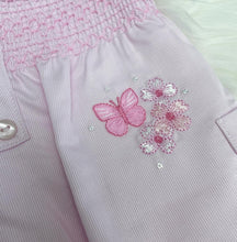 Load image into Gallery viewer, Kris X Kids Smocked Butterfly Dungarees Set
