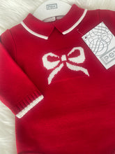 Load image into Gallery viewer, Pex Red Knitted Bow Romper - 3-6M
