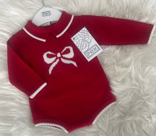 Load image into Gallery viewer, Pex Red Knitted Bow Romper - 3-6M
