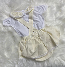 Load image into Gallery viewer, Lemon Bow Dungarees Skirt and Blouse Set - 18M
