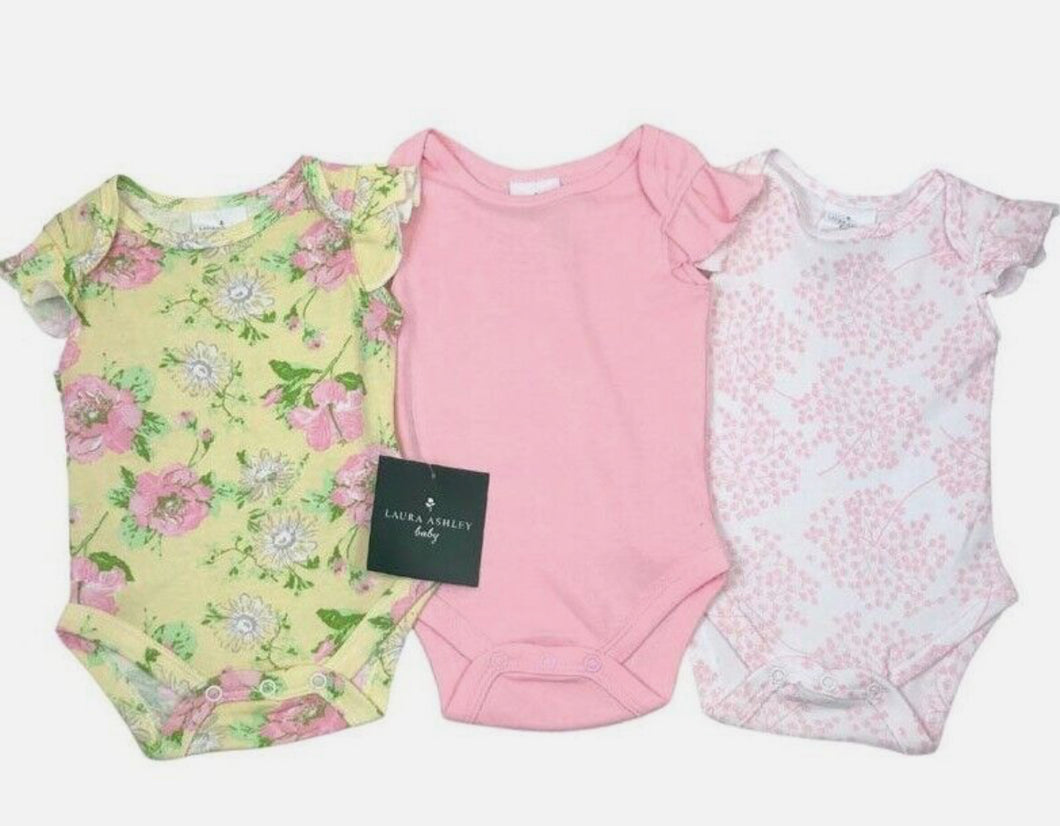 Laura Ashley 3pk Bodysuits - lemon floral