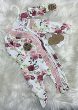 Load image into Gallery viewer, Floral Romper and Bow Headband Set
