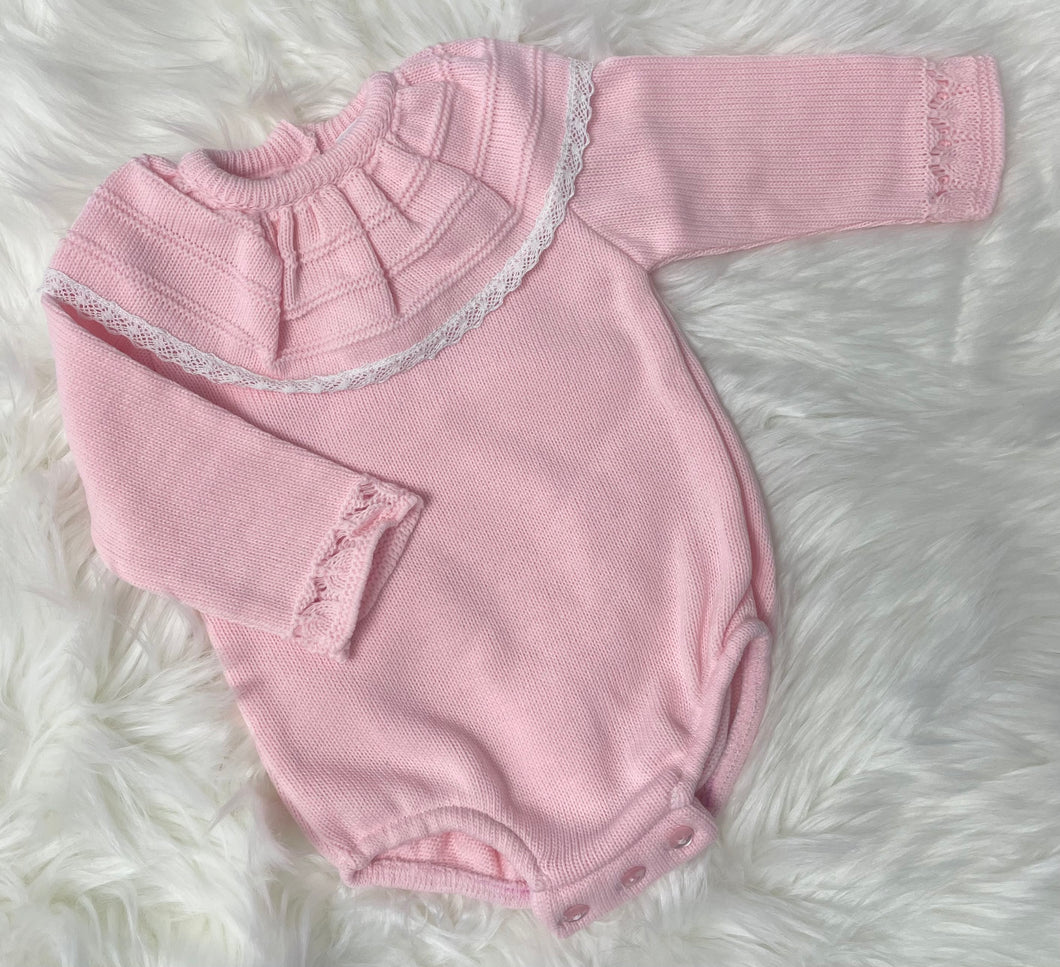 Pink Collar Knit Romper