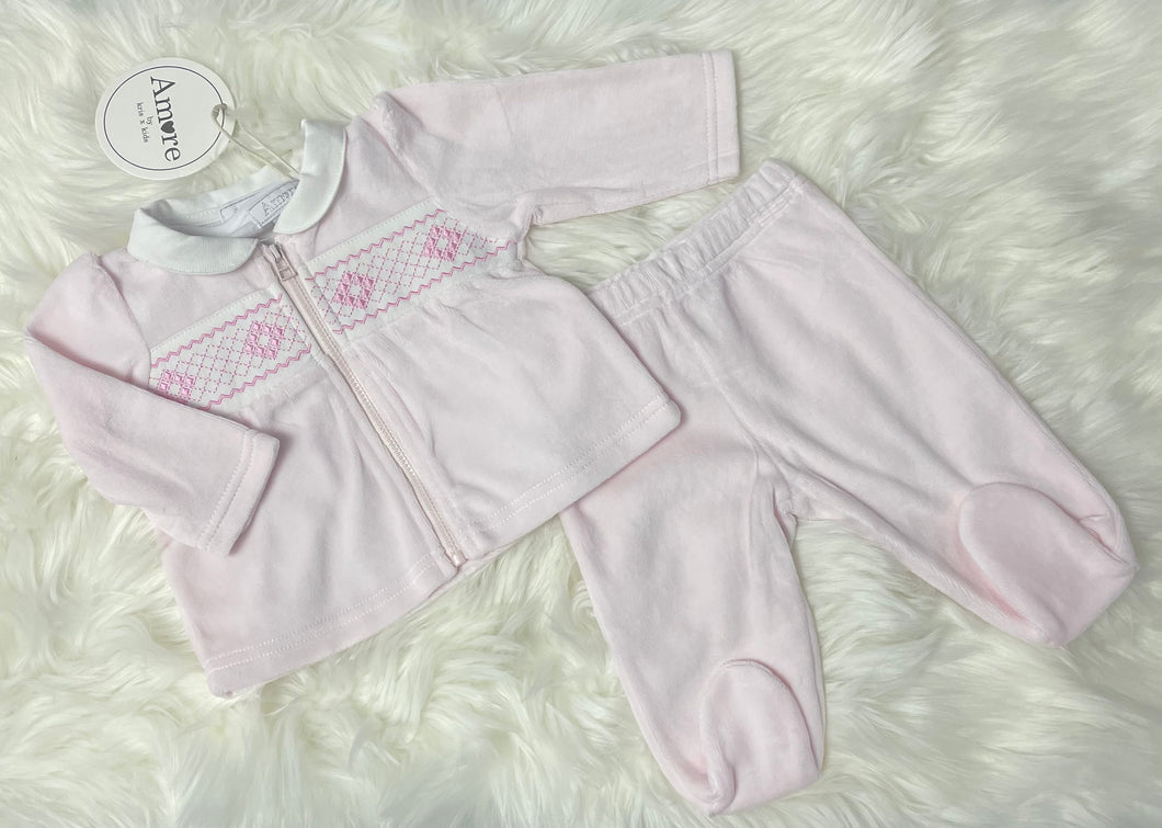 Amore by Kris X Kids Velour Diamond Three Piece Set