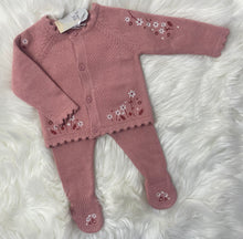 Load image into Gallery viewer, Rose Pink Embroidered Two Piece Knitted Set
