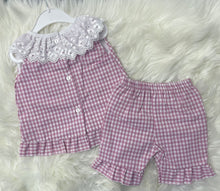 Load image into Gallery viewer, Kinder Boutique Pink Gingham Sun Suit - 3-6M
