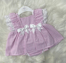 Load image into Gallery viewer, Kinder Boutique Gingham Frill Bow Dress and Knickers Set
