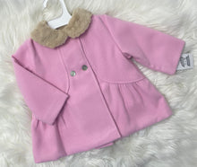 Load image into Gallery viewer, Niñas y Niños Bow Coat with Faux Fur Collar
