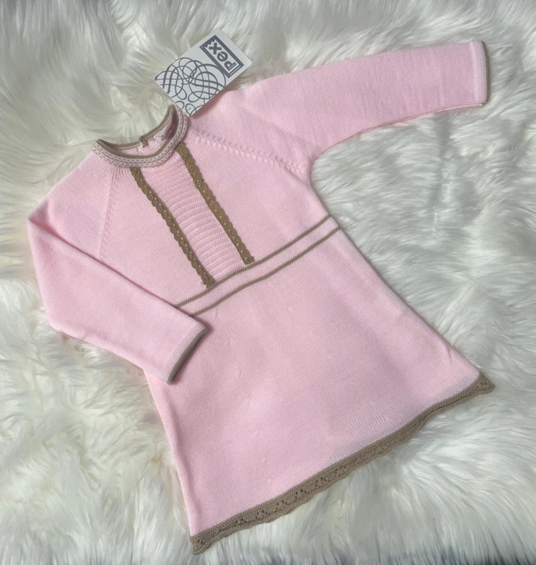 Pex Pink/Camel Knitted Dress - 12M