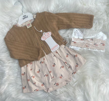 Load image into Gallery viewer, Floral Dress, Cardigan and Headband Set
