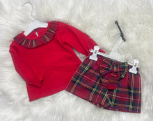 Load image into Gallery viewer, Tartan Bow Shorts and Blouse Set
