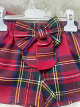 Load image into Gallery viewer, Tartan Bow Shorts and Blouse Set
