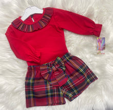 Load image into Gallery viewer, Tartan Bow Shorts and Blouse Set
