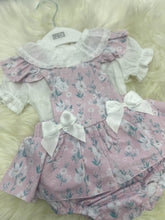 Load image into Gallery viewer, Pex Floral Bow Dungarees Outfit - 6M
