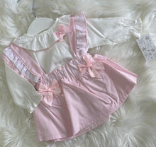 Load image into Gallery viewer, Pink Dungarees Bow Dress and Blouse Set
