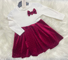 Load image into Gallery viewer, Knitted Velour Studded Bow Dress
