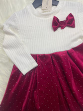 Load image into Gallery viewer, Knitted Velour Studded Bow Dress
