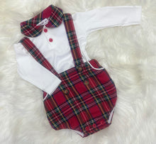 Load image into Gallery viewer, Vivaki Tartan Dungarees Jam Pant Set
