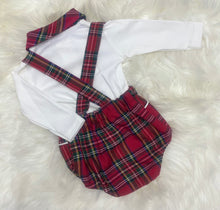 Load image into Gallery viewer, Vivaki Tartan Dungarees Jam Pant Set
