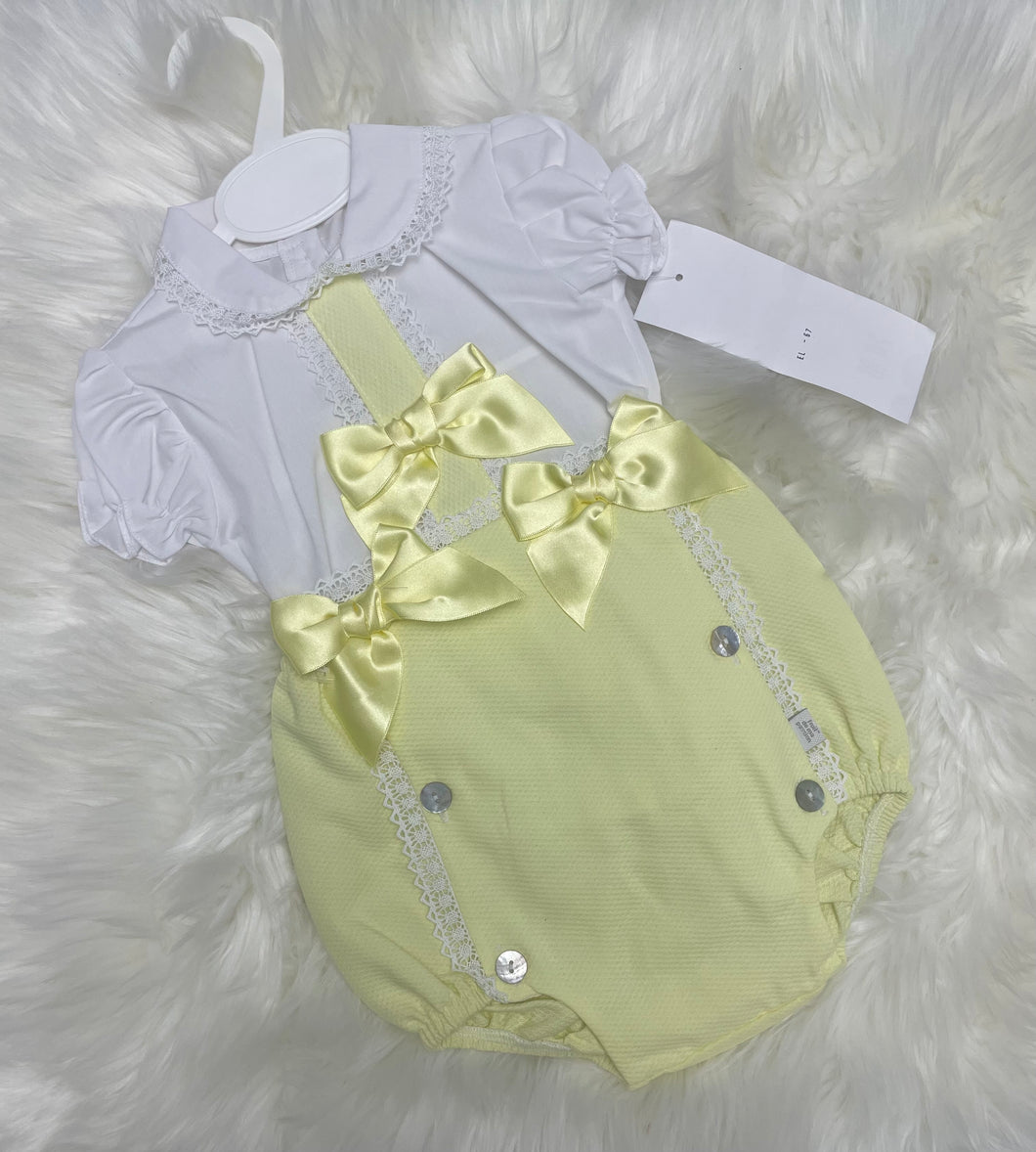 Lemon Bow Jam Pants and Blouse Set