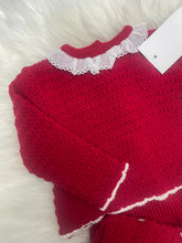 Load image into Gallery viewer, Knitted Jam Pant and Bonnet Set - Red
