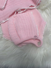 Load image into Gallery viewer, Knitted Jam Pant and Bonnet Set - Pink
