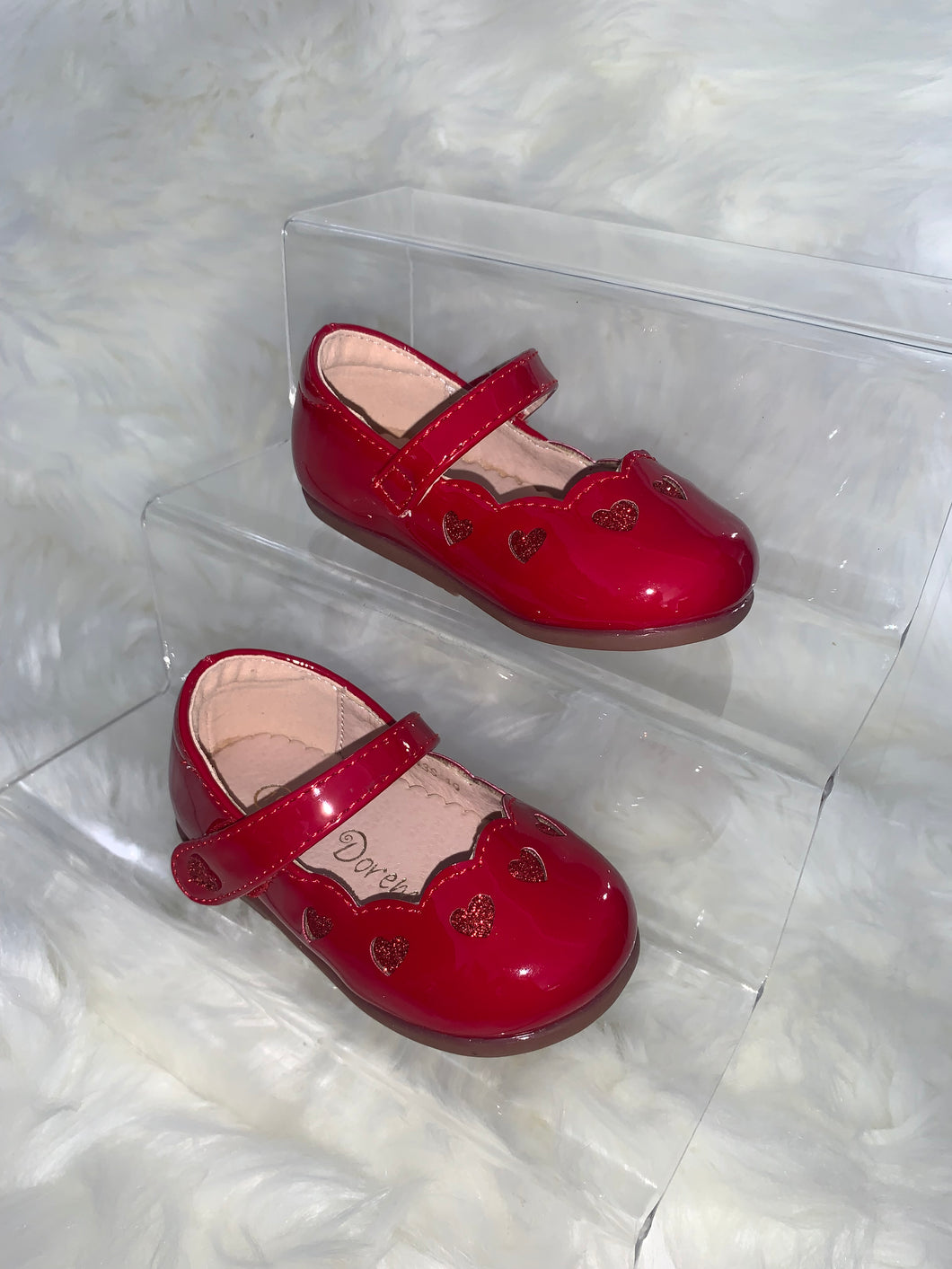 Red Sparkle Heart Shoes - size UK 21