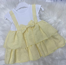 Load image into Gallery viewer, Floral Bow Tiered Dress - Lemon
