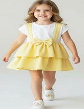 Load image into Gallery viewer, Floral Bow Tiered Dress - Lemon
