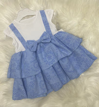 Load image into Gallery viewer, Floral Bow Tiered Dress - Blue
