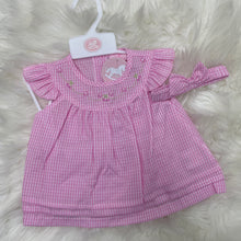 Load image into Gallery viewer, Gingham Dress, Pants &amp; Headband Set
