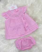 Load image into Gallery viewer, Gingham Dress, Pants &amp; Headband Set

