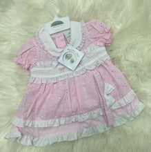 Load image into Gallery viewer, Broderie Anglaise Smocked Bows Dress, Pants &amp; Headband Set
