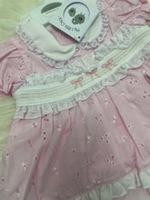 Load image into Gallery viewer, Broderie Anglaise Smocked Bows Dress, Pants &amp; Headband Set
