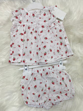 Load image into Gallery viewer, Cotton Strawberry Frilled Top &amp; Bloomers Set
