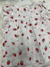 Load image into Gallery viewer, Cotton Strawberry Frilled Top &amp; Bloomers Set
