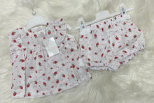 Load image into Gallery viewer, Cotton Strawberry Frilled Top &amp; Bloomers Set
