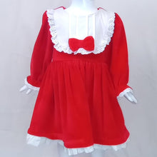 Load image into Gallery viewer, Red Velour Bib Dress and Headband Set
