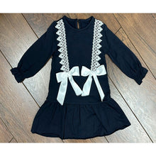 Load image into Gallery viewer, Navy Long Sleeved Bows Dress
