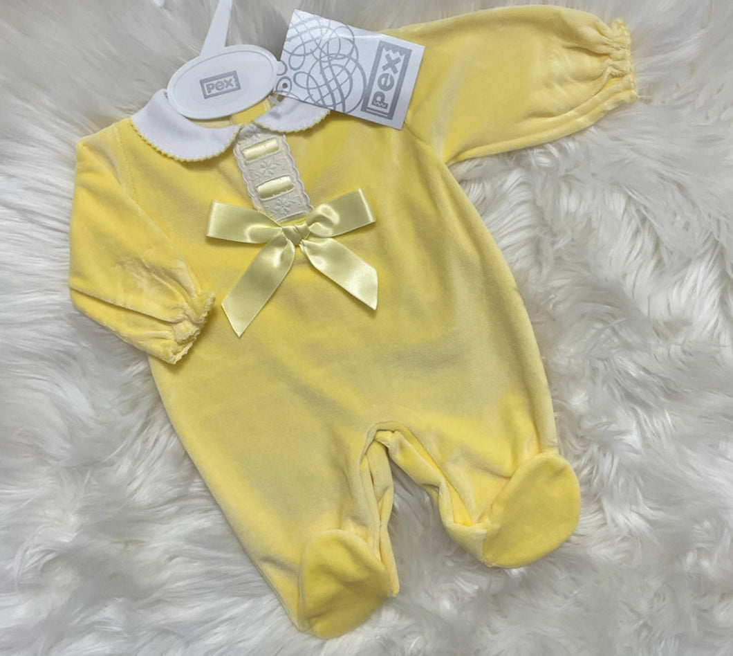 Pex Unisex Lemon Velour Bow All-in-One