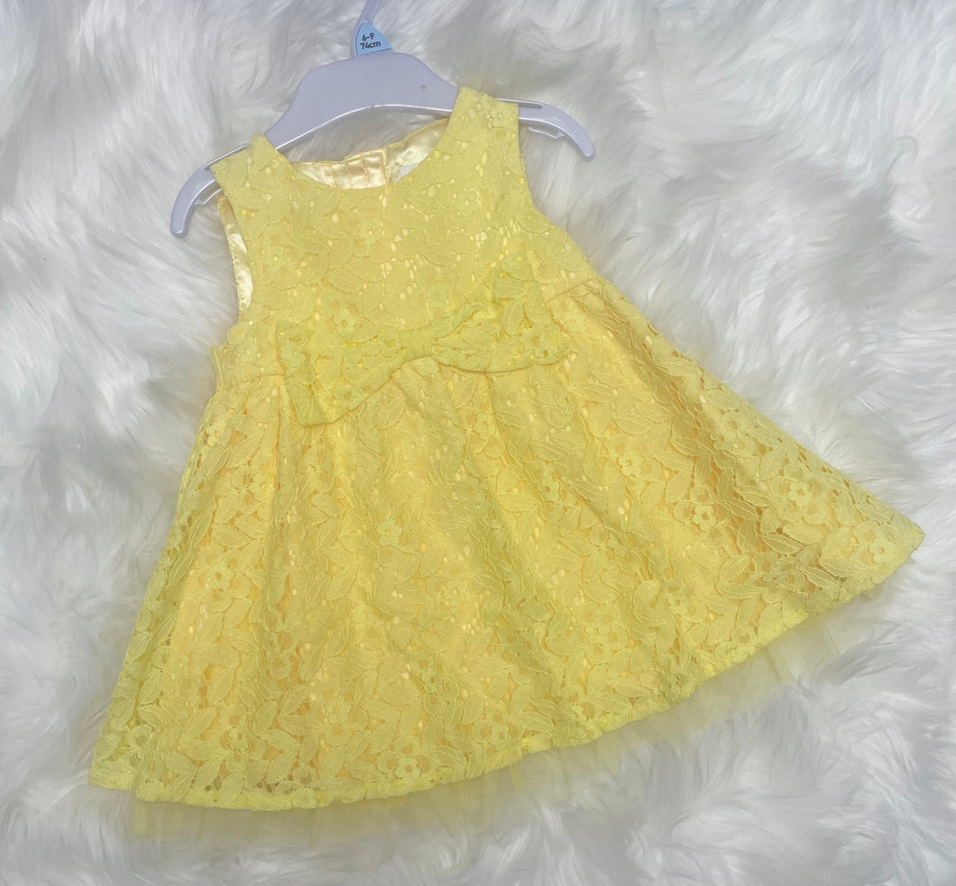 Lemon Lace and Bow Dress