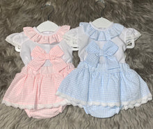 Load image into Gallery viewer, Gingham Skirt and Bow Blouse Set
