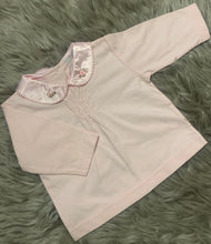 Load image into Gallery viewer, Coco Smocked Satin Rosebud Collared Top  - 0-3M
