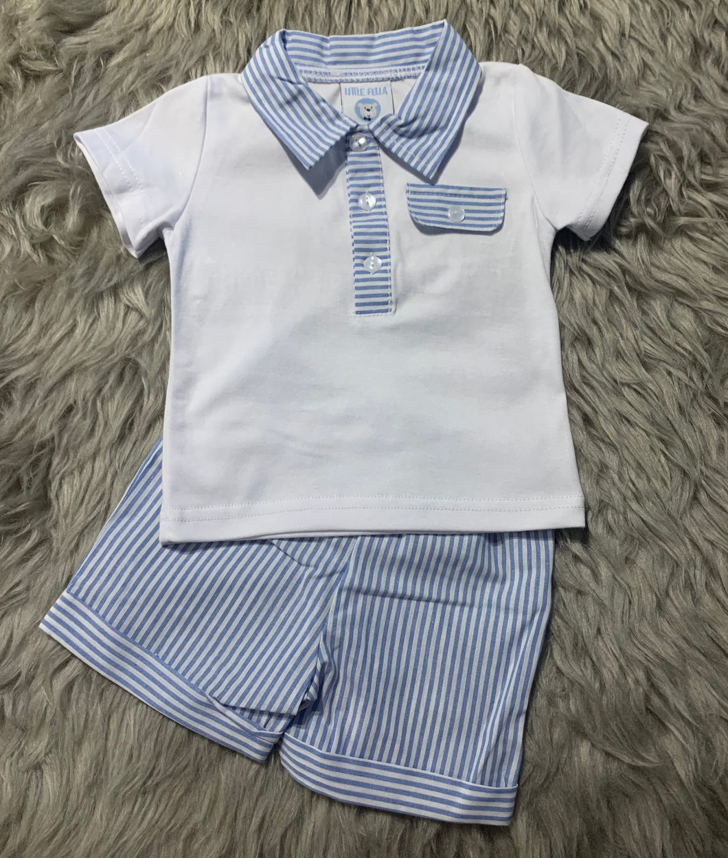 Striped Polo Shirt and Shorts Set - 6-12M