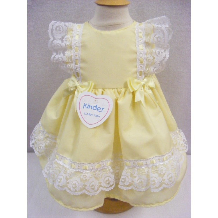 Kinder Lemon Lace Bow Dress - 0-3M