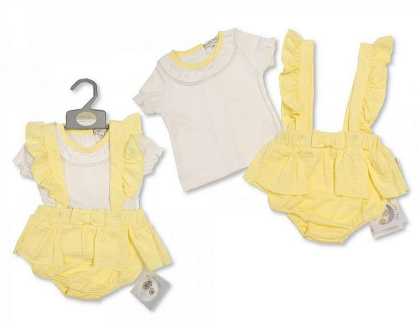 Lemon Ruffle Dungarees Romper Set