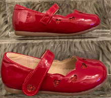 Load image into Gallery viewer, Red Sparkle Heart Shoes - size UK 21
