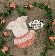 Load image into Gallery viewer, Rose Pink Frilly Bow Jam Pants and Blouse Set
